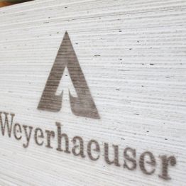 Image showing a stack of Douglas-fir/larch plywood with a Ƶ logo visible.